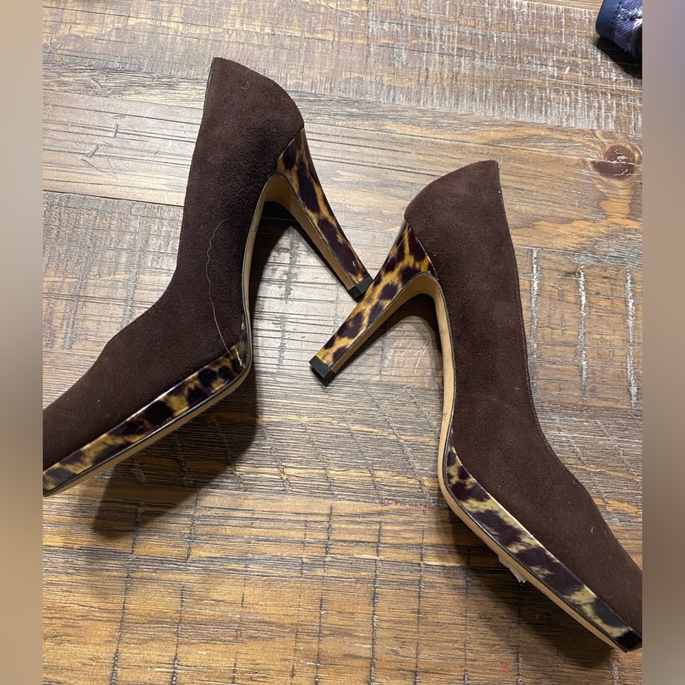 Kate spade brown suede and cheetah print heels size 5.5 EUC